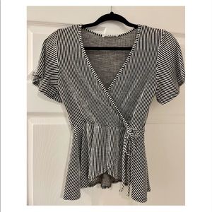Black&White striped peplum top. Worn only once!